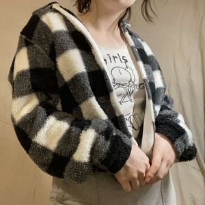 Teddy bear Gingham Black & White Fluffy Flannel